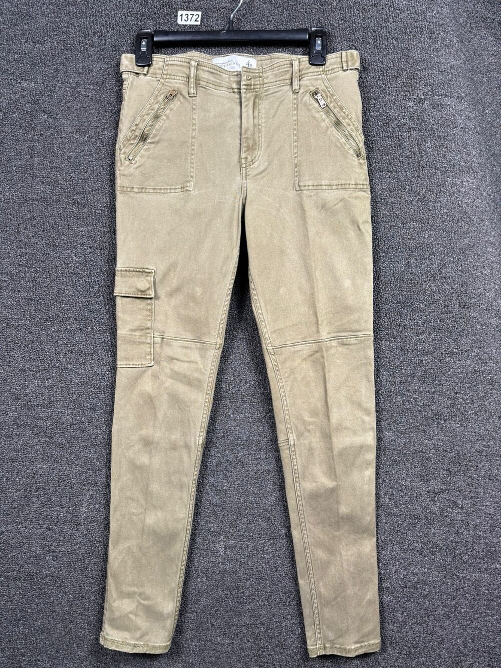 Abercrombie & Fitch Super Skinny Cargo Pants Womens Size 4R W27 L29 Olive Green
